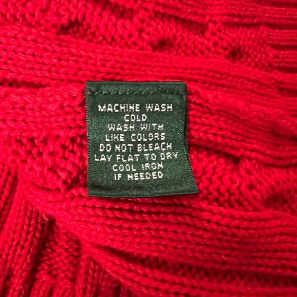 Lauren Ralph Lauren Cable Knit V-Neck Sweater Red Size 2X - Picture 6 of 6